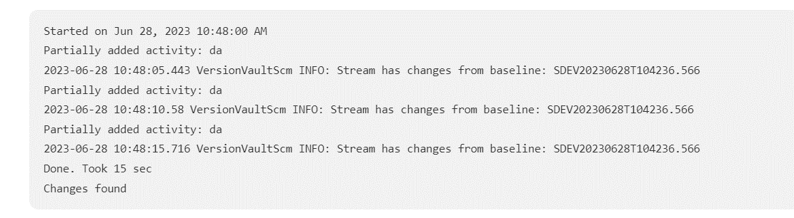 DevOps Code ClearCase polling log with changes
