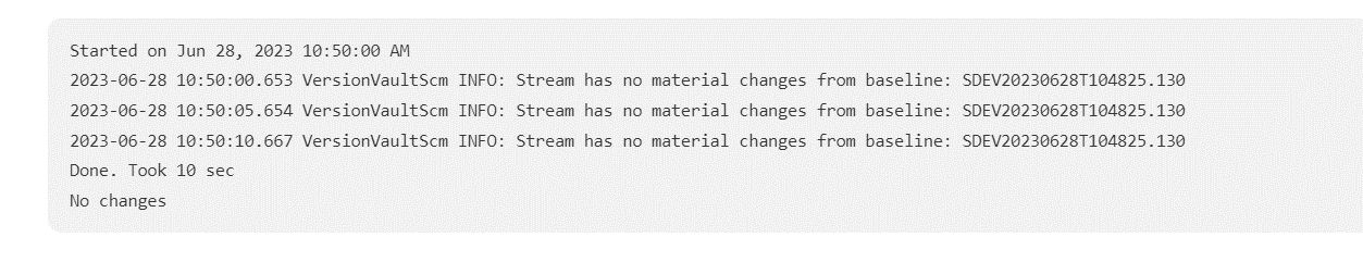 DevOps Code ClearCase polling log with no changes