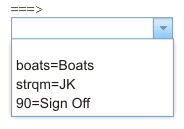 Default Combo Box widget with three values in list