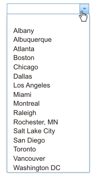 Dojo Combo box widget with list of cities