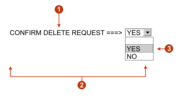 Example of data entry drop-down list widget