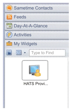 My Widgets Sidebar with example HATS Provisioning Widget