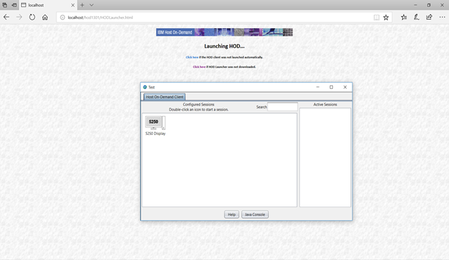 HOD Desktop started through the HOD Launcher.