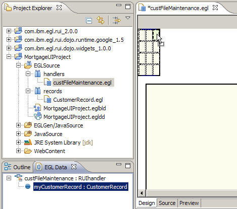 The cursor, holding the variable, is positioned inside the GridLayout widget.