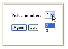 A combo box has the numbers 1 through 3 as options.