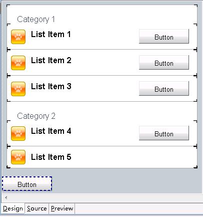 Left aligned mobile buttons inside list items
