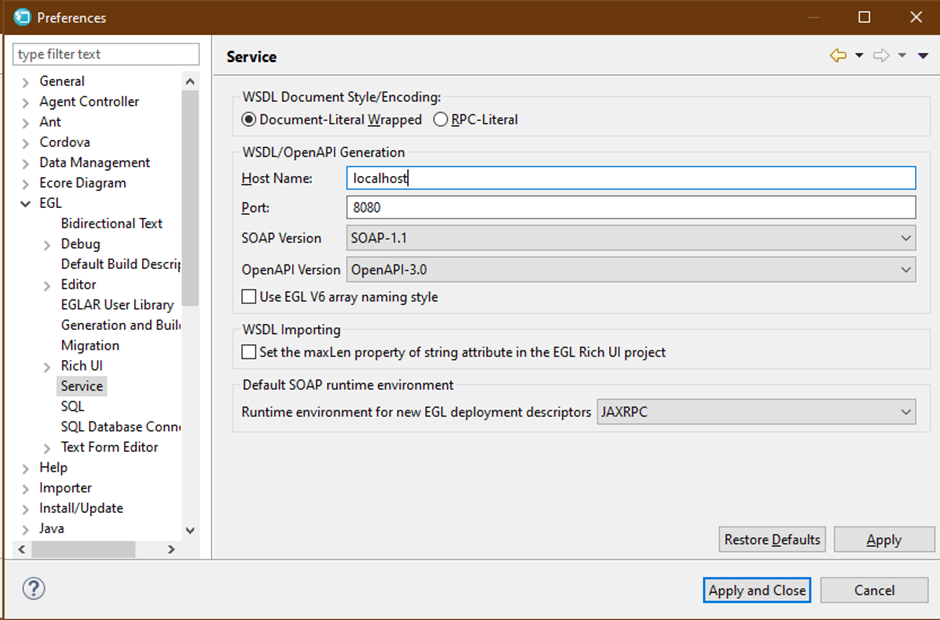Preferences for OpenAPI generation