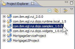 The Dojo samples project in the Project Explorer view.