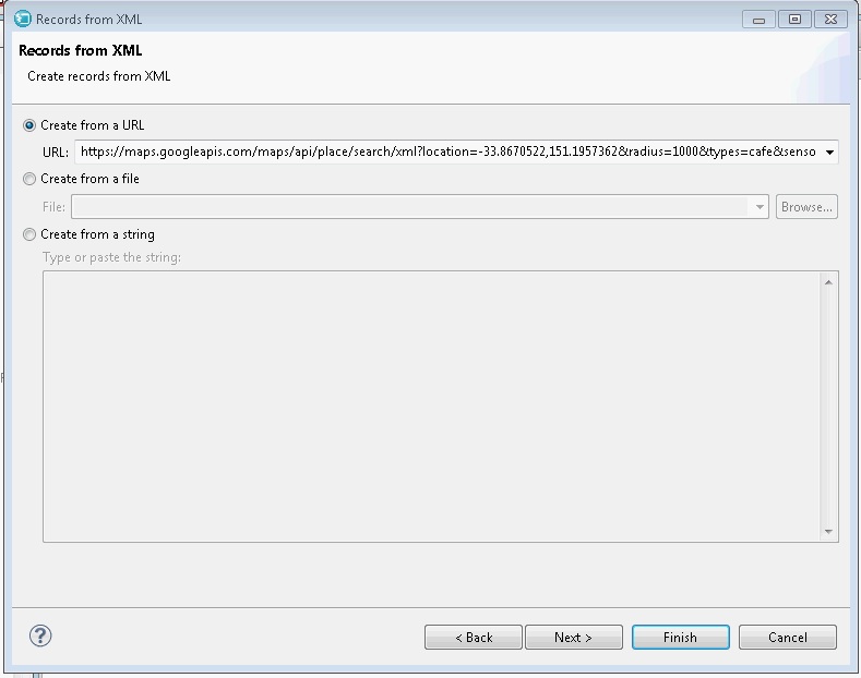 The URL is shown in the Create from a URL field.
