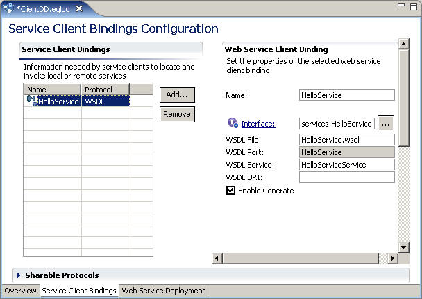 The client's deployment descriptor file