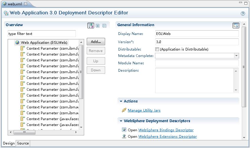 The web deployment descriptor showing the resource reference