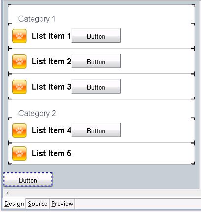 Left aligned mobile buttons inside list items