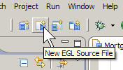The New EGL Source File button is the second in a group of four.