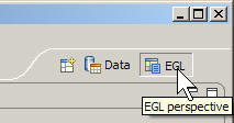 The EGL perspective button is next to the Data perspective button.