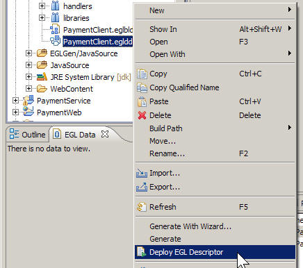 The Deploy EGL Descriptor option