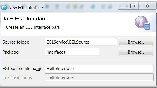 The New EGL Interface window