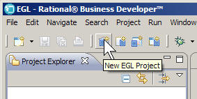 The new project icon is the first of four in the second group of icons in the menu bar.