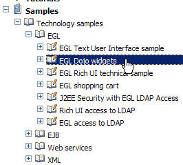 The expanded Samples menu.