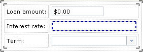 Only the square that follows the Interest rate label is highlighted.