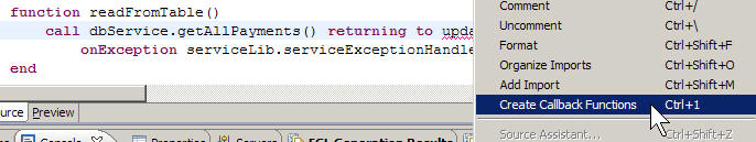 The Create Callback Functions option