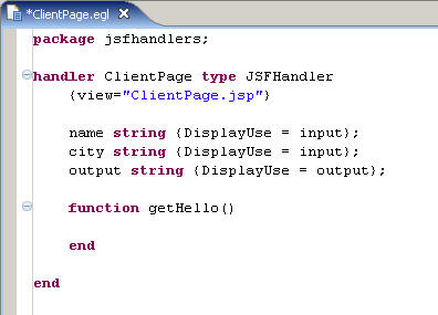 The code in the JSF Handler