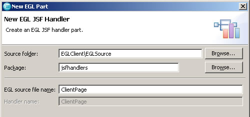 The New EGL JSF Handler window
