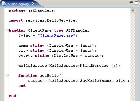 The code in the JSF Handler