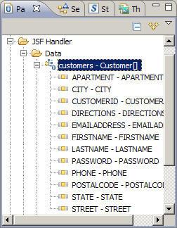 Page Data view with customers array variable visible
