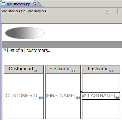 Current appearance of the page for allcustomers.jsp