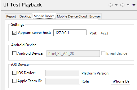 Web UI Playback, Mobile Device tab