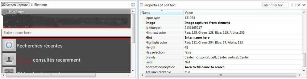 Properties can be modified from the Mobile and Web UI Data View, in the Screen Capture tab, in the Elements tab, or in Properties table by using the context menu.