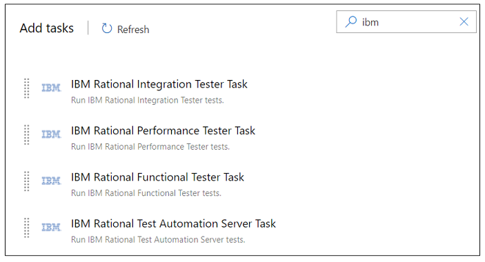 IBM task selection in Azure DevOps