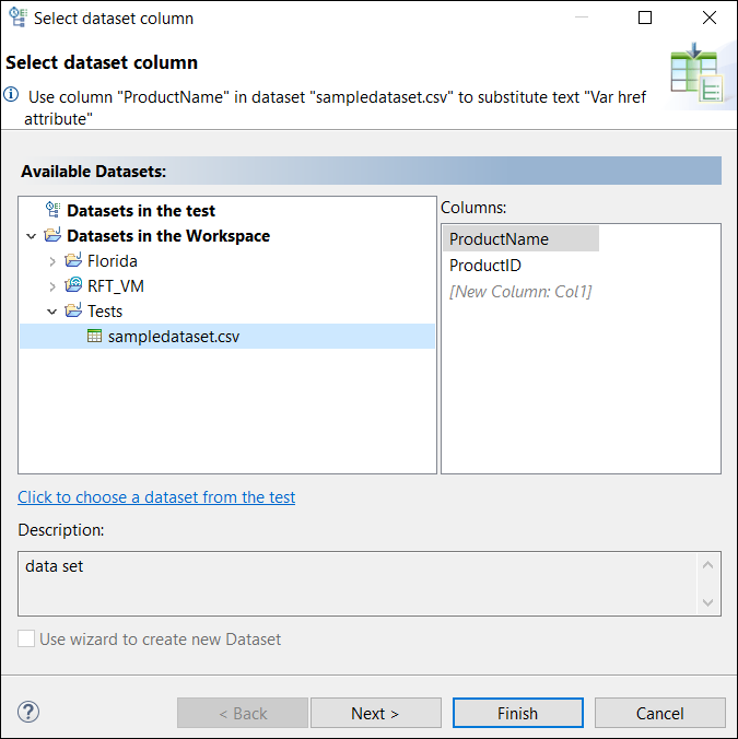 Select dataset column