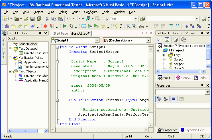 Rational Functional Tester main window