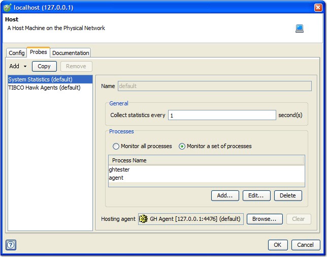 Configure host settings in the Host window.