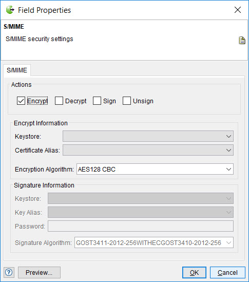 Image of the S/MIME security settings dialog box.