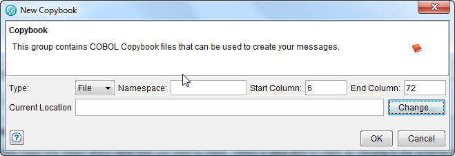 New Copybook dialog