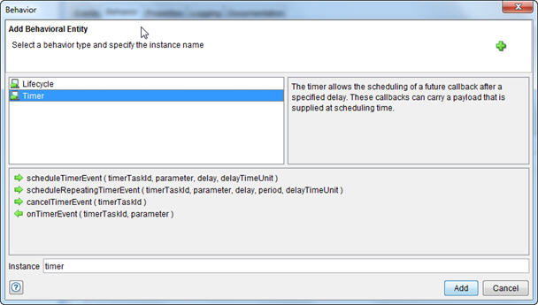 Add Behavioral Entity dialog box