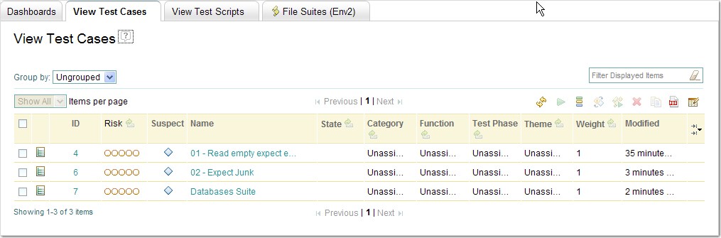 View test cases