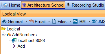 Image of the AddNumbers component in the Logical View perspective.