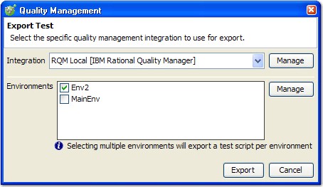 Quality Management dialog