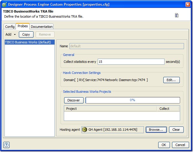 TIBCO BusinessWorks TRA file Probe tab