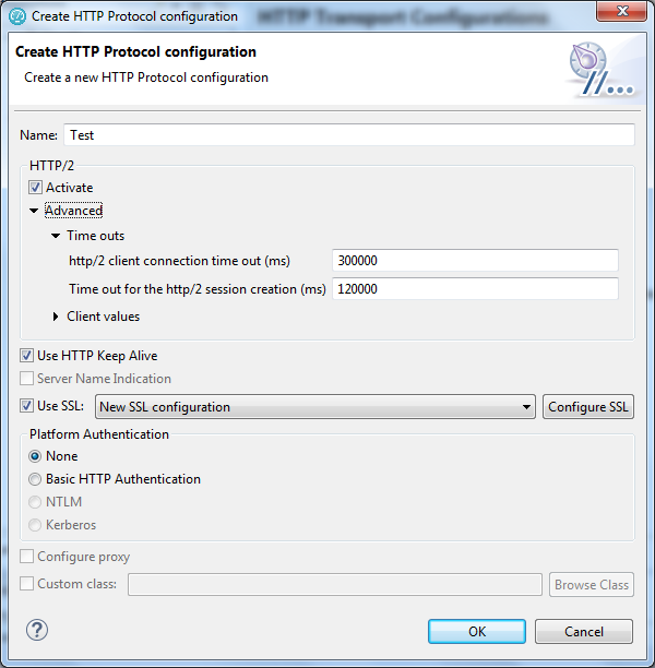 HTTP protocol configuration