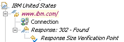 response size verification point within a test