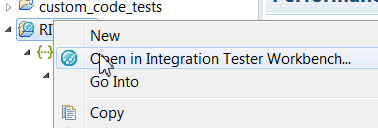 Right-click menu to open Rational Integration Tester resources