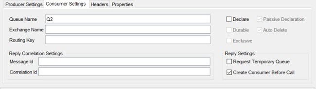 image of the producer settings seciton in the send request dialog box.