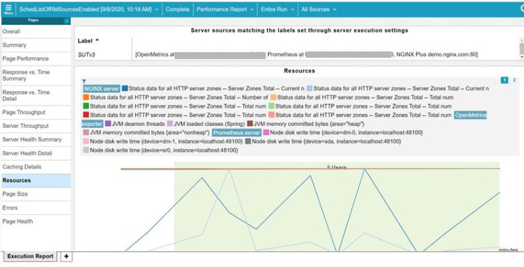 Example of Statistics report with Resource Monitoring matching selected labels