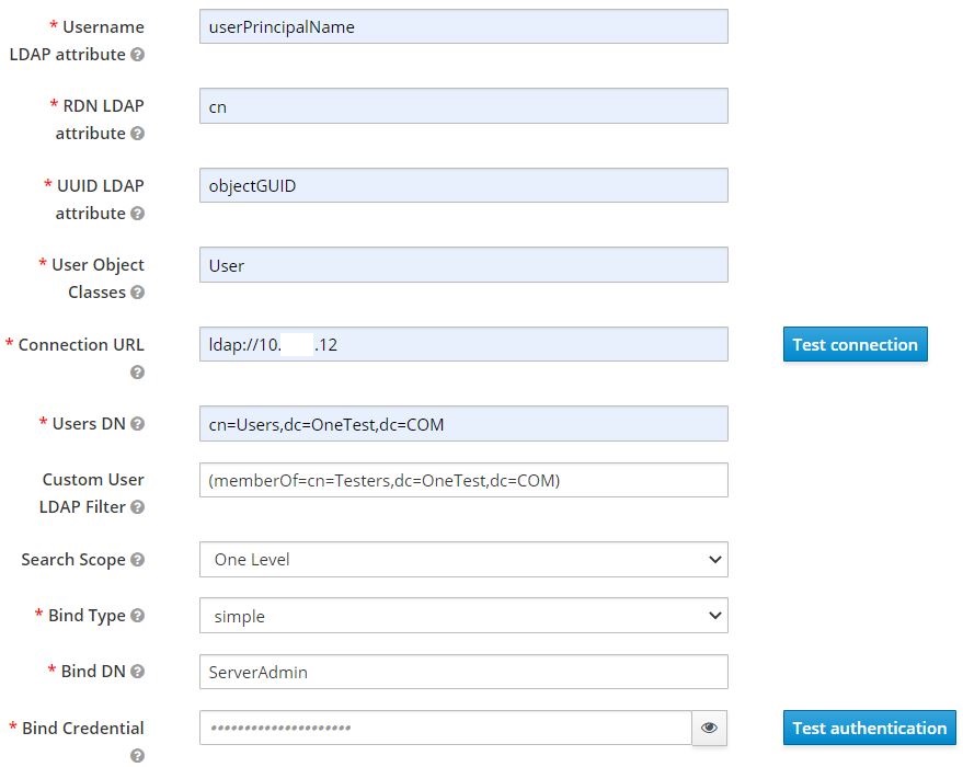 User Federation form