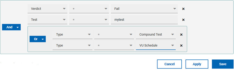 image of query created to filter results