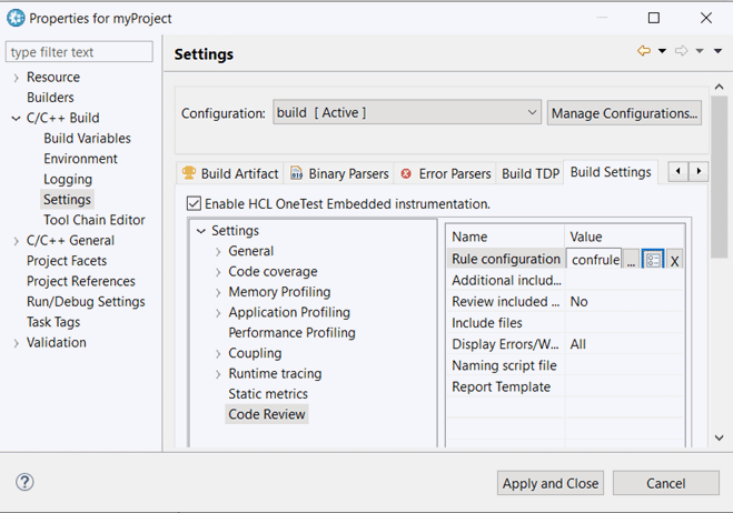 Code review Settings